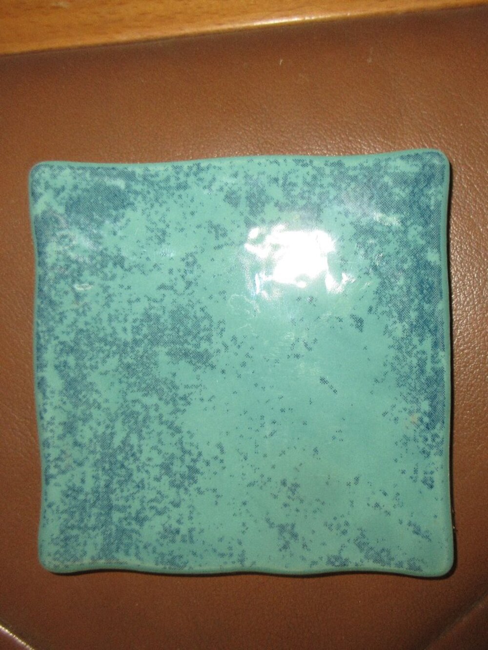 One New Square Turquoise 4" x 4" Ceramic Art Tile European Made